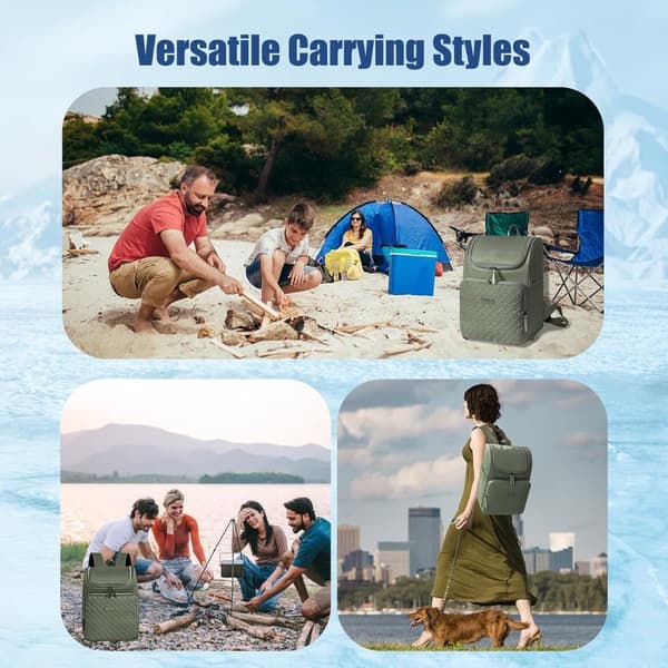 Insulated Backpack / Cooler Bag - Picnic Bag with Double Compartments, Waterproof & Leak-proof for Camping, Travel & Beach