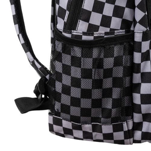 Backpack 22L with laptop compartment and shoe bag, black checkered 600D Oxford