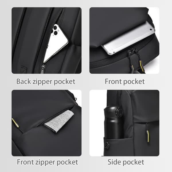 Waterproof laptop backpack 15.6 inch Black Black
