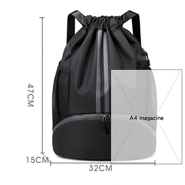Backpack - Gym Bag - Waterproof Drawstring - Sports Backpack with Wet-Dry Separation