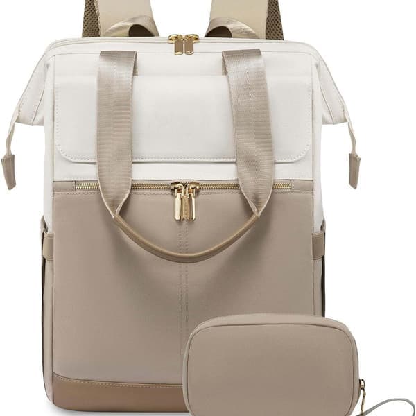 Women's Laptop Backpack, Work Computer Bag, Waterproof Travel Computer Backpack with Storage Pocket, 2-Piece Set.