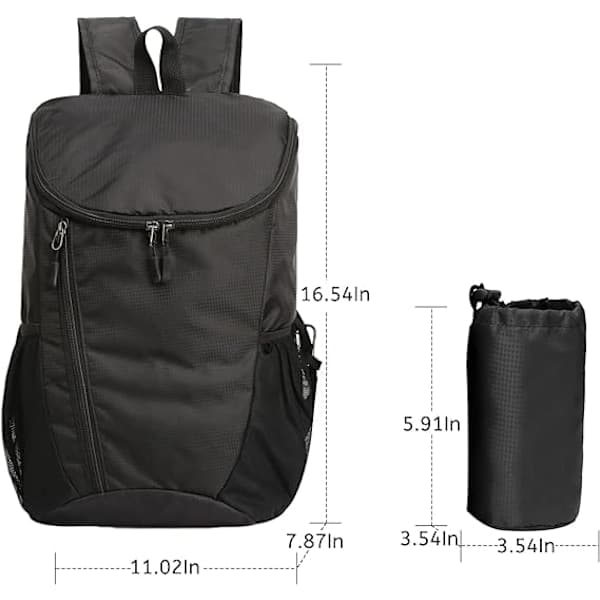 Foldable Backpack, Waterproof Outdoor Sports Backpack, Black