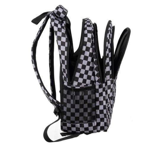 Backpack 22L with laptop compartment and shoe bag, black checkered 600D Oxford