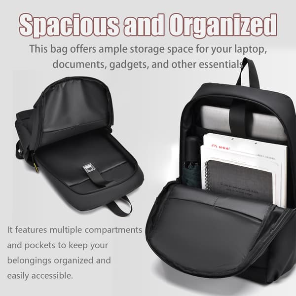 Waterproof laptop backpack 15.6 inch Black Black
