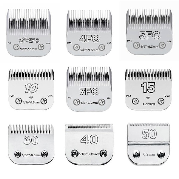 3F 4F 5F 7F 9# 10# 30# 40# 50# Ammattimainen A5-trimmeri terä lemmikeille, sopii useimpiin Andis Oster -trimmerikoneisiin, keraaminen terä 7FC-3.2mm