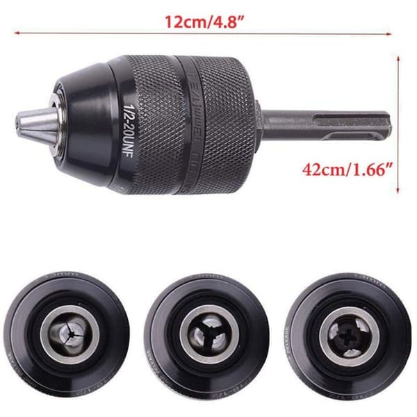 SDS Plus Adapter Chuck 2-13mm, Heavy Duty Professional Chuck 1/2-20UNF Drill, Keyless Quick Change Chuck with SDS Adapter