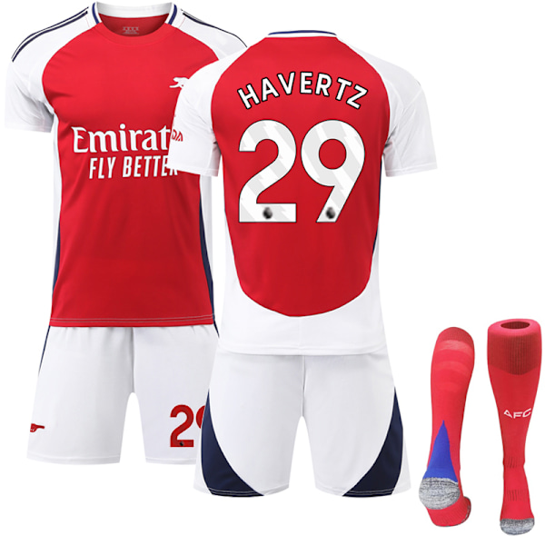 2024-2025 Arsenal hjemmefotballsett for barn med strømper nr 29 Havertz 24