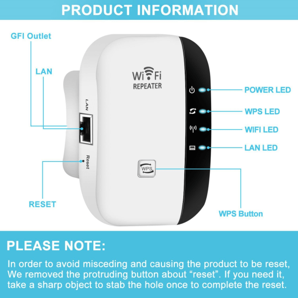2024 Nyeste WiFi-forlenger WiFi-forsterker WiFi-repeater Dekning opptil 3000 kvm Koble til 45 enheter Internettforsterker Hvit