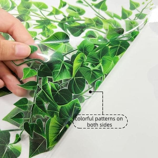 2-pack window decoration with green leaves and tendrils - double-sided self-adhesive decal, 60×30 cm