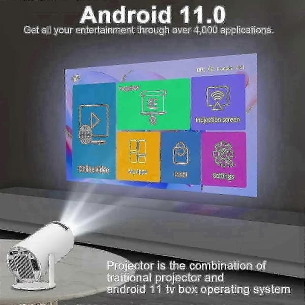 5G 4K-projektori Smart HD LED WiFi Bluetooth HDMI. USB Android Kotiteatteri{ROG}