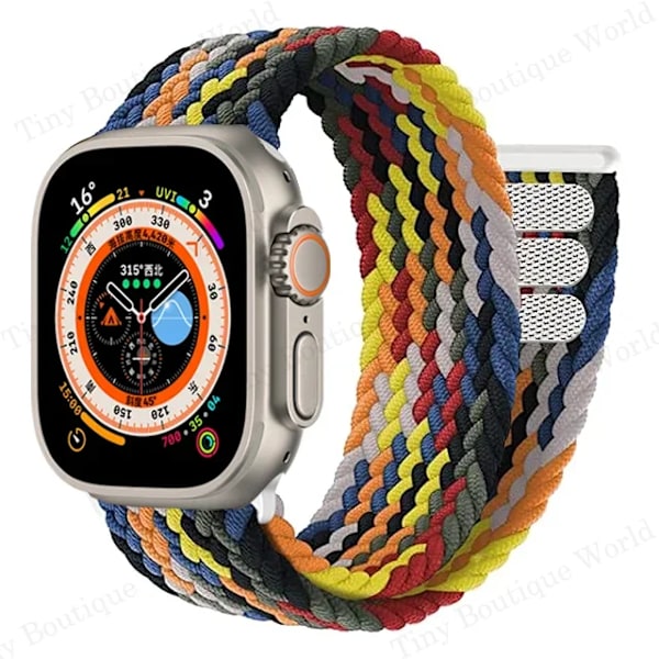 Flettet Solo Loop til Apple Watch Ultra-rem 49mm 45mm 41mm 44mm 40mm 42mm rem armbånd iWatch serie 9 7 SE 8 6 5 4 3 rem Farverig Farverig