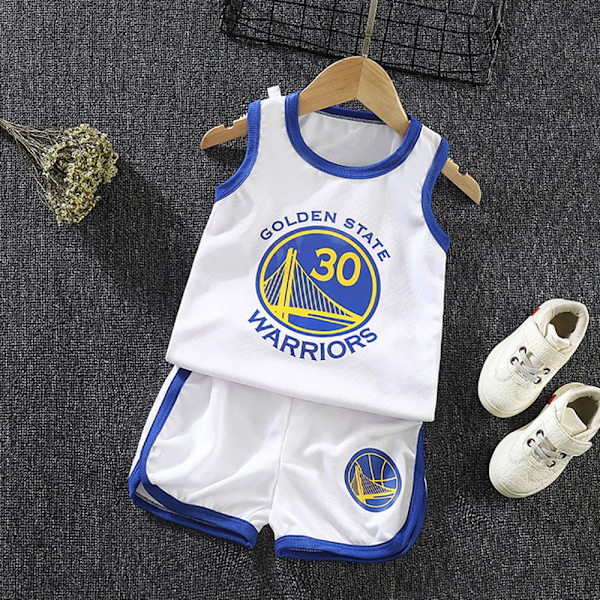 Basketboll träningsdräkt set tank top tröja + shorts - Perfekt vit Golden State Warriors 30 18-24 månader