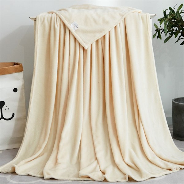 Yksivärinen fleece-peitto lahja Ilmastointipeitto Flanellipeitto Joogapeitto Beige 50 * 70cm lemmikkieläinpeitto