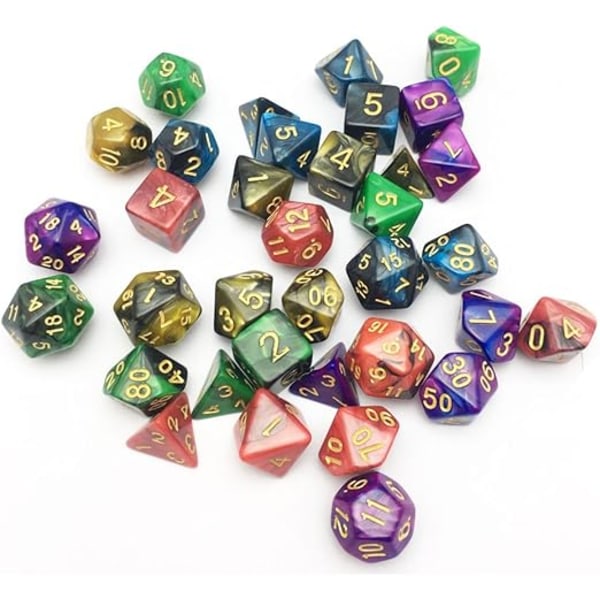 SmartDealsPro Dubbelfärgade polyedriska tärningsset med påsar för D&D DND RPG MTG Dungeon och Dragons bordsrollspel