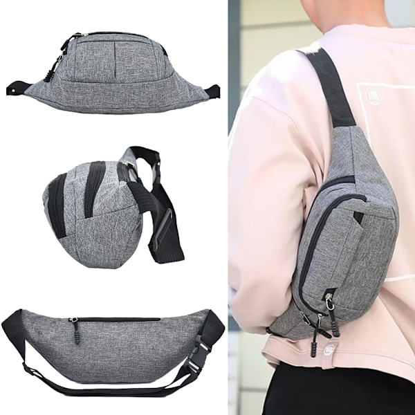 Bæltetaske til mænd og kvinder - Fanny Pack - Feriepenge light gray