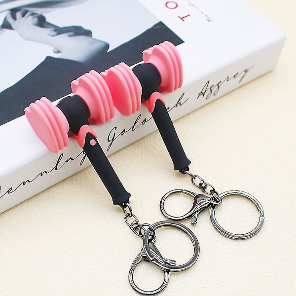 Sort og Pink Fan Lys Stick Nøglering til Fest Tilbehør, Sort og Pink Hjerte Hammer Vedhæng