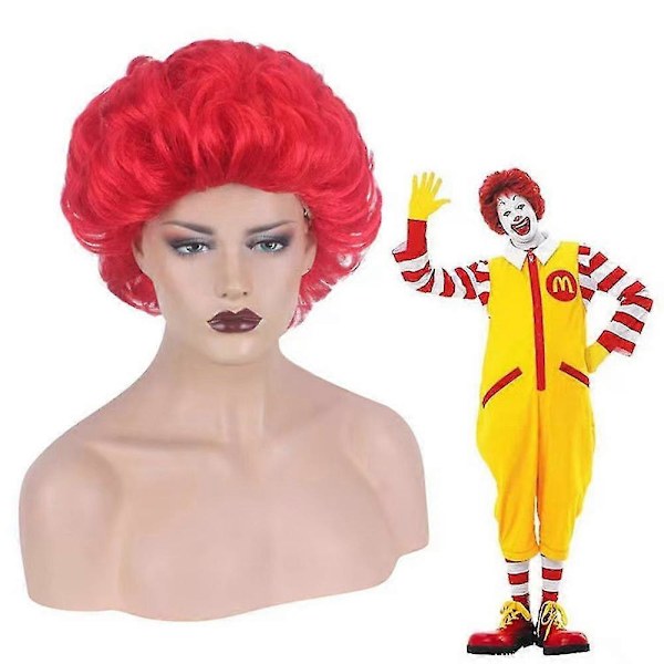 Ronald McDonald Clowndräkt Röd Gul Festkläder Vuxna Herrar Rolig Halloween Karneval Party Cosplay Kläder XL