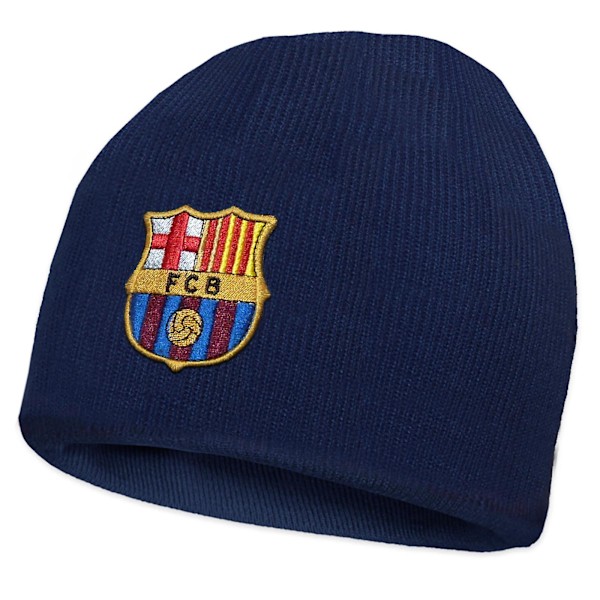 FC Barcelona Barnmössa Stickad Bronx Beanie OFFICIELL Fotbollspresent Marinblå Bea Navy Blue Bea Navy Blue Beanie One Size