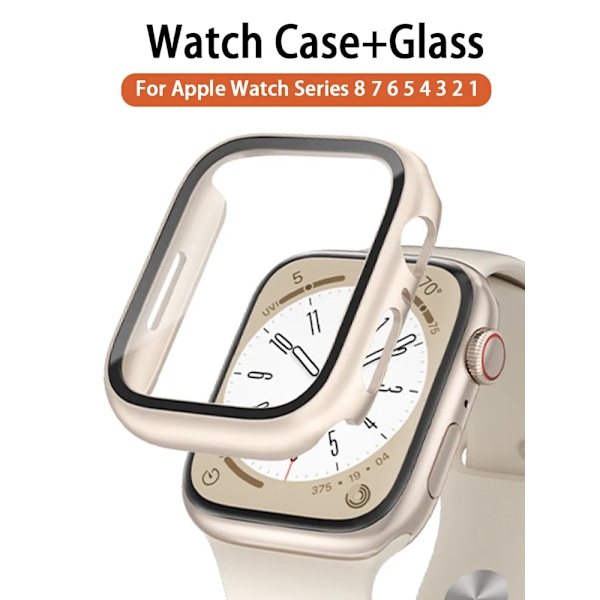 Glass+ Cover til Apple Watch etui 9 8 7 6 SE 5 iWatch Tilbehør Skærmbeskyttelse Apple Watch Series 45mm 41mm 44mm 40mm 42mm 38mm Hvid Whit White 42mm series 321