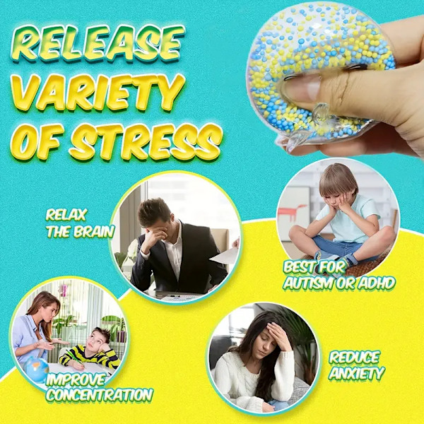 4-pak Squishy Fidget Legetøj til Børn & Voksne - Stressbolde & Blæksprutte-Squeeze Bolde