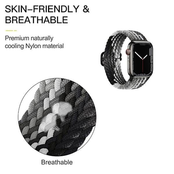 Justerbar Vævet Nylon iWatch Rem (42/44/45mm, Gradient Sort)