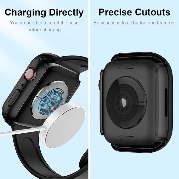 Lyxigt Kristall Strass Hårt PC Ramfodral för Apple Watch Series 7 41mm, Apple Watch Series 7 - Allround Stötfångarfodral (Svart)