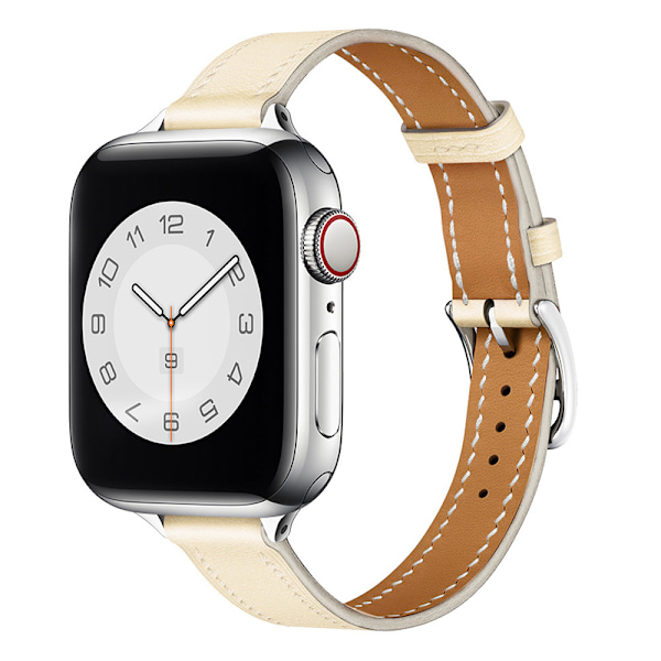 Läderarmband för Apple Watch Band 44mm 45mm 42mm 41mm 40mm 38mm Single tour armband iWatch series 3 4 5 6 SE 7 band 6 vit