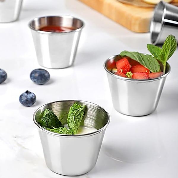 20 stk. sovseskåle, skål i rustfrit stål, små stabelbare dyppeskåle, sojasovseskåle, (75 ml)