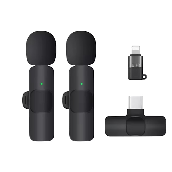 Lavalier Mini Mikrofon 2-pak Trådløs iPhone & Android Til YouTube TikTok Vlog
