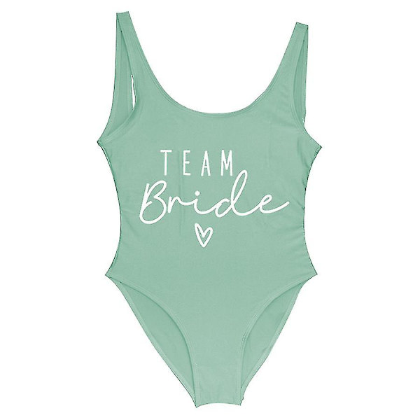 S-3xl Print Team Bride One Piece Badedragt Kvinder Badetøj Bachelorette Party Badedragt Sommer Strandtøj Badedragt grøn green M