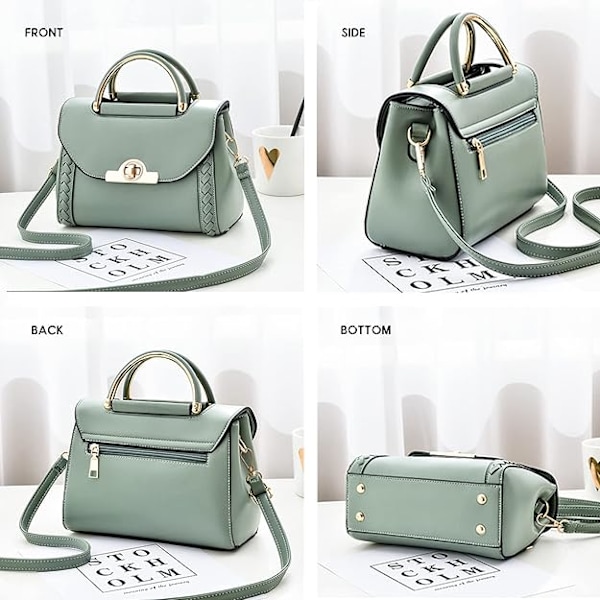Damehåndvesker, designede håndvesker med håndtak, små crossbody-skuldervesker for kvinner, skinnhåndvesker Verde