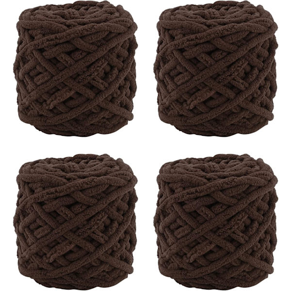 Stickgarn 4x Stickgarn för Virkning, Mjukt Chunky Garn för Garnprojekt coffee