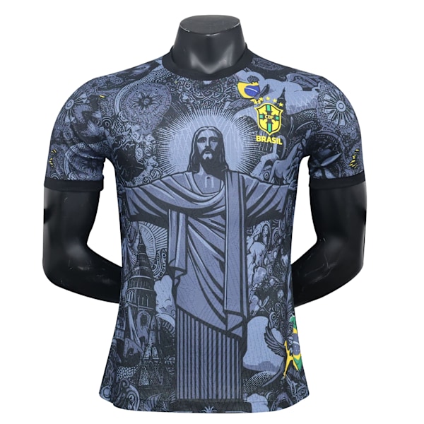 Sæson 2425 Brasilien Kortærmet Fodboldtrøje Hurtigtørrende Sportstøj Jesus of Brazil, Blå Jesus of Brazil, Blå Jesus of Brazil, Blue M