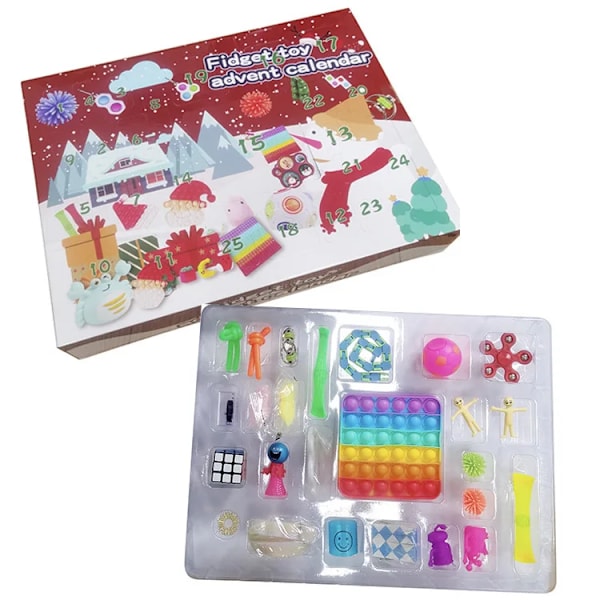 24 Dagar/ Set Fidget Toys Jul Adventskalenderpaket Anti Stress Leksakssats Stressavlastning Figet Leksak Blind Box Barn Julklapp style 12