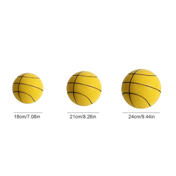 Handleshh Stille Basketboll - Premiummaterial, stille og myk skumboll, trenings- og spillhjelp Gul Yellow 24cm