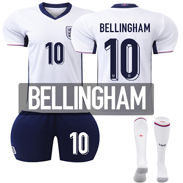 2024 UEFA EM Barnfotbollströja England Nr 10 Bellingham Tröja Hemma 18 18 Home