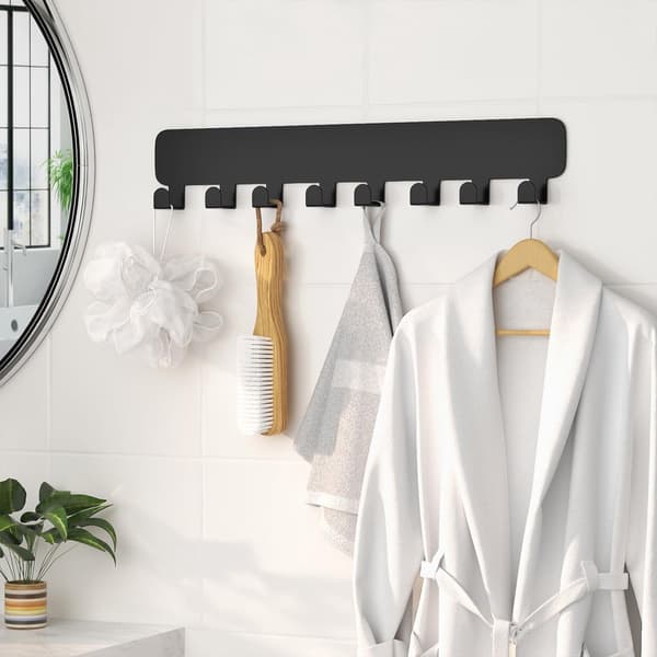 Wall Key Holder with 8 Hooks, Black, for Hallway, Kitchen, Garage, Office black2