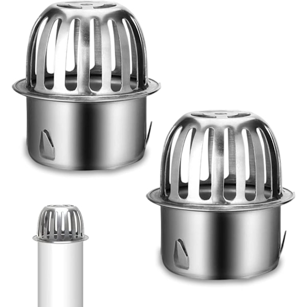 Set med 2 rännsilar i rostfritt stål för rännor, stuprör, lövskydd, lövgaller, lövfilter för takrör Ø 67 mm