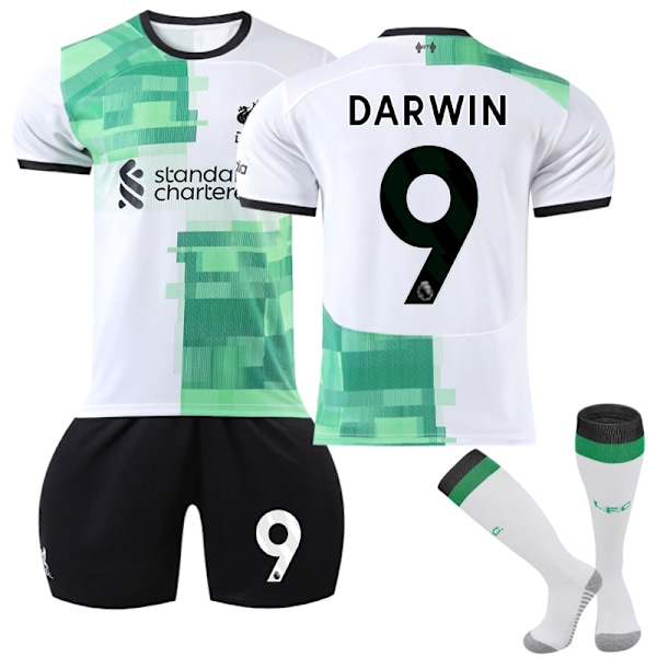 2023-2024 Liverpool bortefotballdrakt for barn, kit nr 9 Darwin Núñez NO.9 NO.9 20