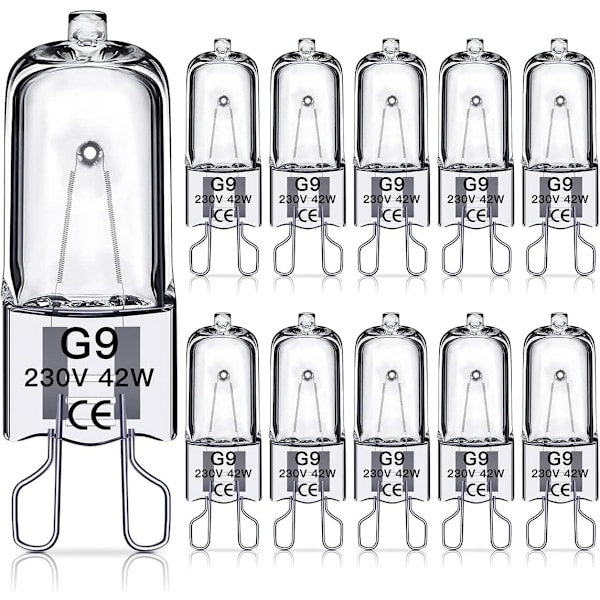 G9 halogenlampor 42W, 230V, 10 Pack