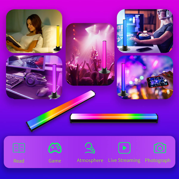 Smart LED-lysbjelke, RGB-spilllampebelysning Synkronisering med musikk og APP-kontroll Led-lysbjelke TV-bakgrunnsbelysning Ambient lampe for spill