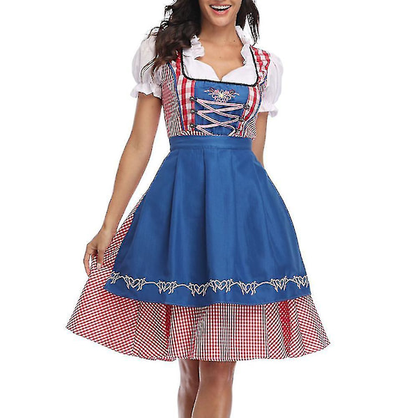 Tysk Oktoberfest-kostume til kvinder, voksen Dirndl, traditionel bayersk ølfestival, karneval, Fraulein Cosplay Blue