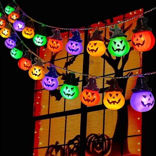 Halloween græskarperle lyskæde til indendørs og udendørs dekoration 1,5 meter, 10 lys Polychrome 20L