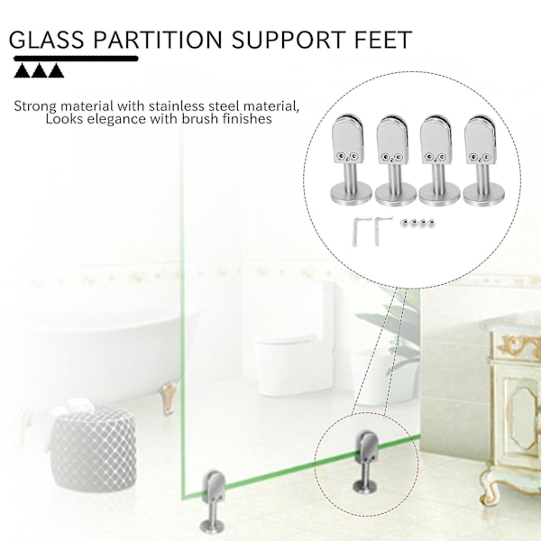4 stk Glassklemmer 304 Glassfeste Justerbar Glassklemme 8mm Glasshylleklemme Holder Glasspanel