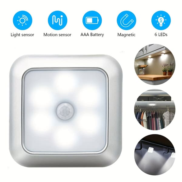 LED bevægelsessensorlamper batteridrevne udendørs indendørs væglampe til trappe skab gang Cold Light 8pcs