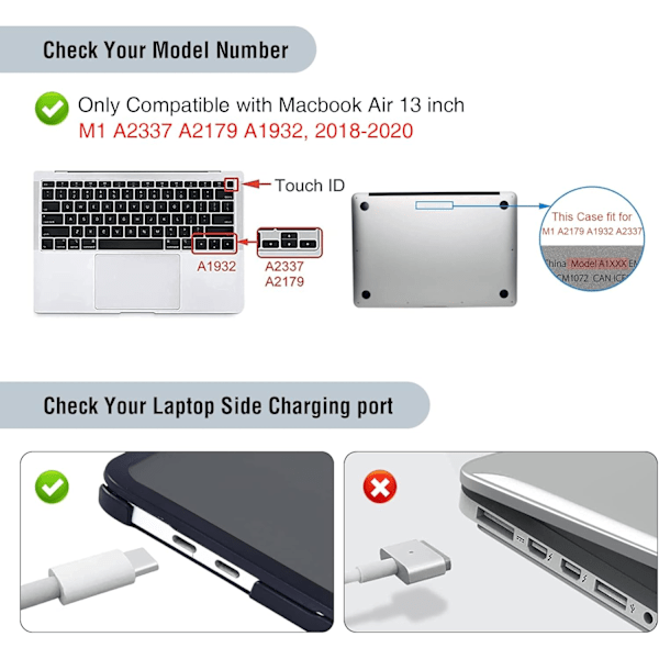 Kotelo yhteensopiva Macbook Air 13 tuuman M1 A2337 A2179 A1932 kanssa, julkaistu 2021-2018 Frost Black