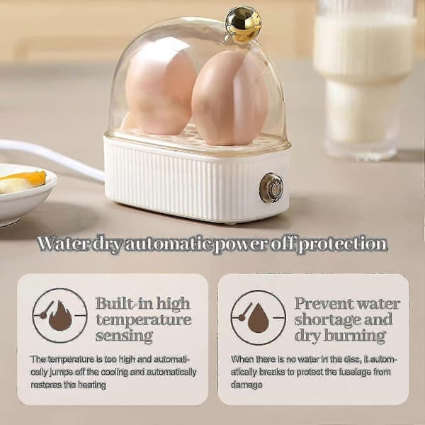 Compact Electric Egg Cooker for 2 Eggs, 3 Cooking Levels[GPA] White