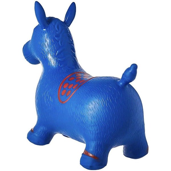 AppleRound Heste Hoppebold med Håndpumpe, Oppustelig Space Hopper, Ride-on Hoppehest (Blå)