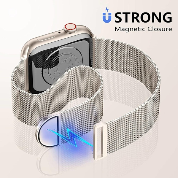 Metallrem kompatibel med Apple Watch Band 40 mm 38 mm 41 mm Starlight-WELLNGS Starlight Starlight