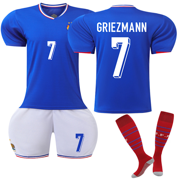 2024 Frankrike hjemmefotball barntröja nr 7 Griezmann 18